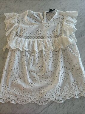 INC International Concepts White Eyelet Cotton Top
